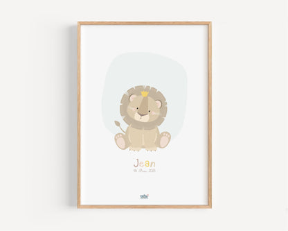 Affiche Illustrée "Petit Lion" - Lune Trois - Quarts