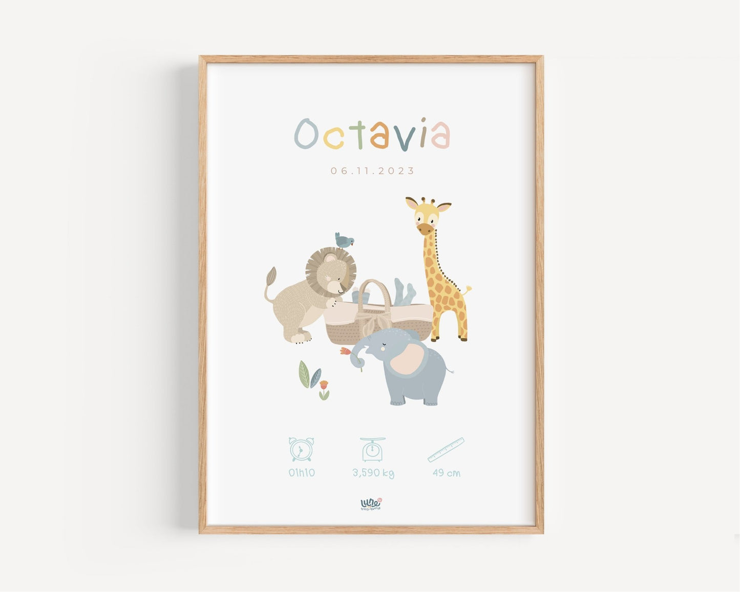 Affiche Illustrée "Mini Jungle" - Lune Trois - Quarts