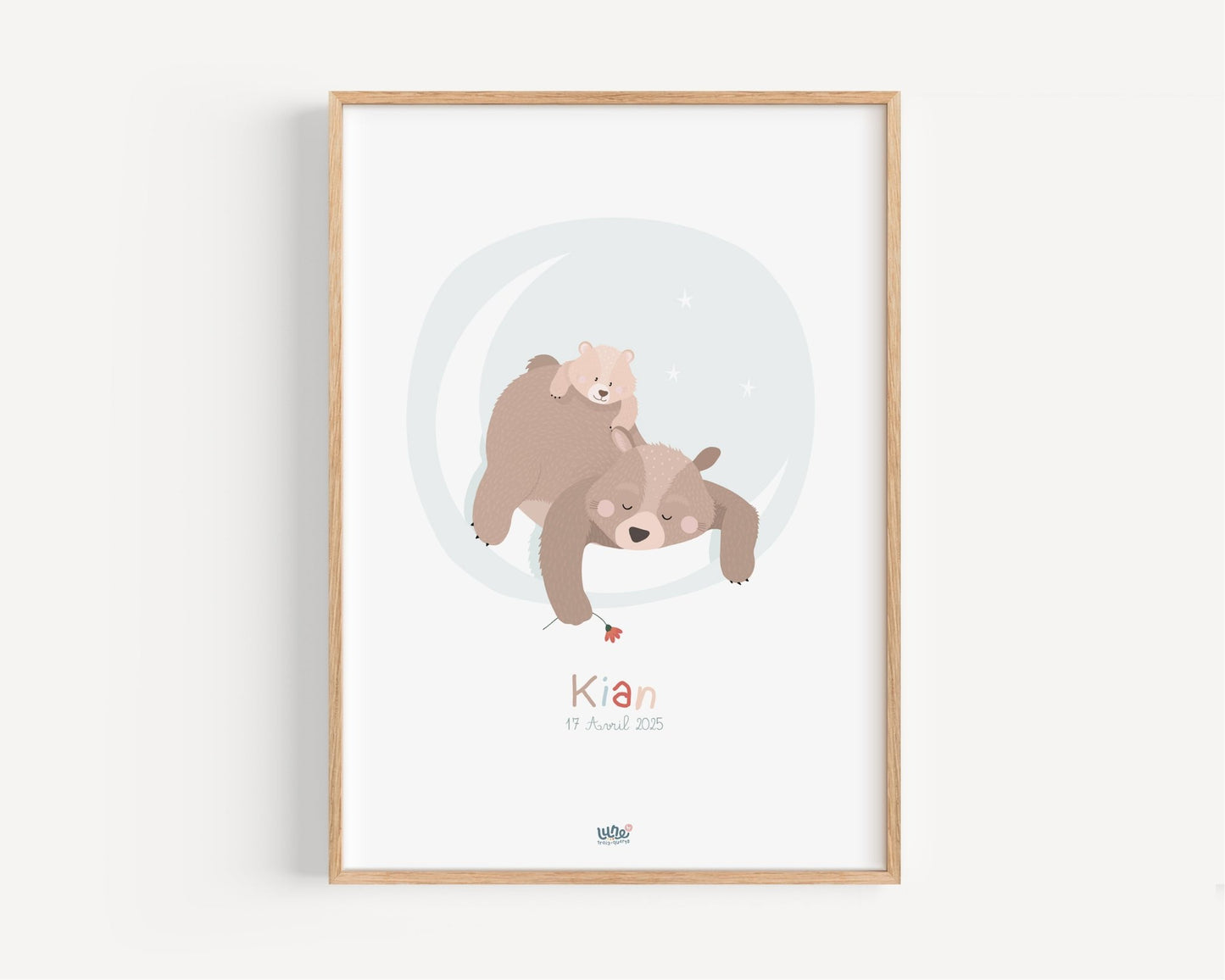 Affiche Illustrée "Ours Lune" - Lune Trois - Quarts