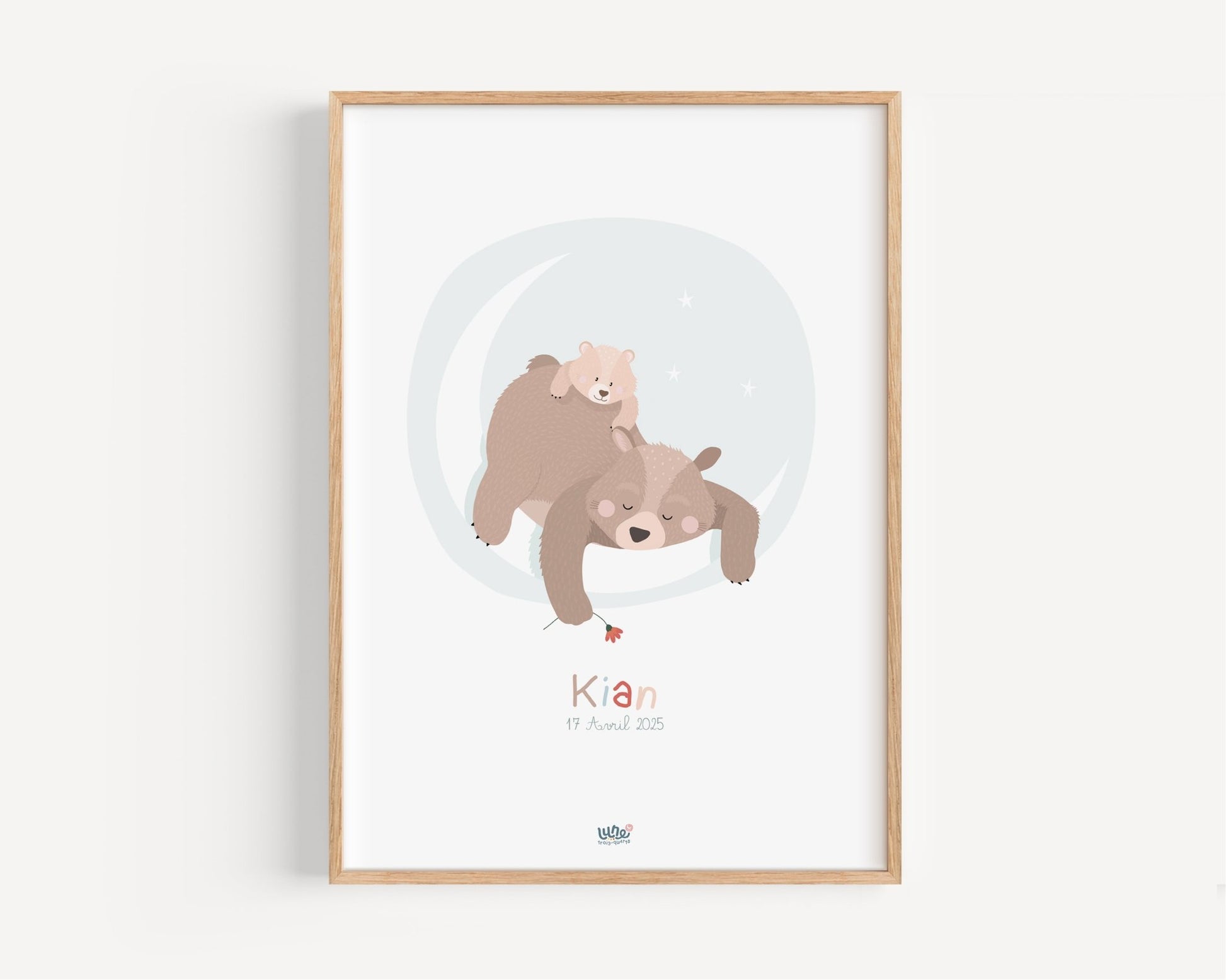 Affiche Illustrée "Ours Lune" - Lune Trois - Quarts