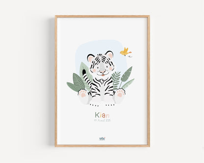 Affiche Illustrée "Tigre Blanc" - Lune Trois - Quarts