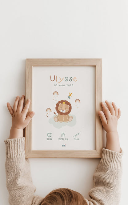 Affiche Illustrée "Lionceau" - Lune Trois - Quarts