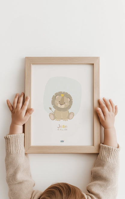 Affiche Illustrée "Petit Lion" - Lune Trois - Quarts