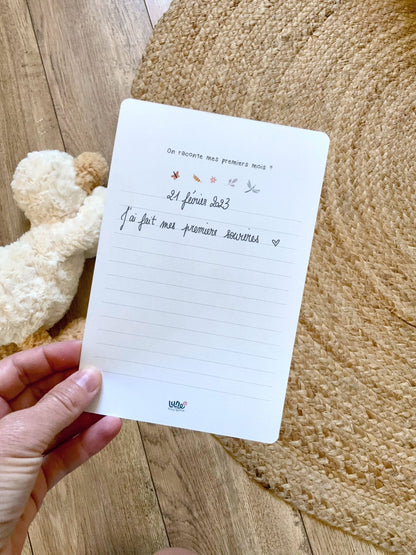 12 Cartes étapes illustrées pour bébé - Lune Trois - Quarts
