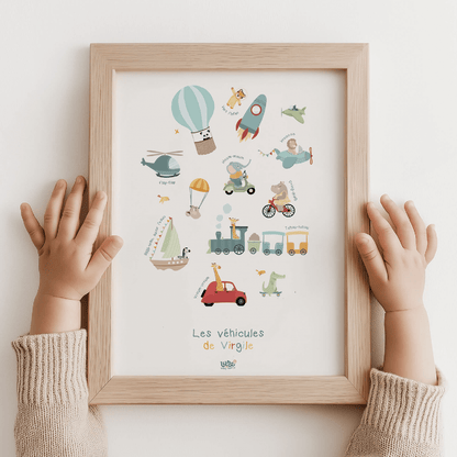 Affiche Illustrée "Véhicules" - Lune Trois - Quarts