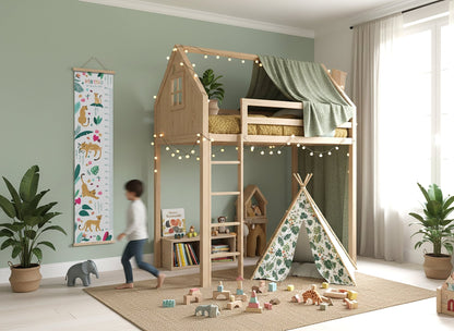 Toise illustrée personnalisée Léopards - Lune Trois - Quarts